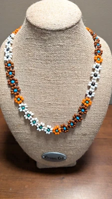 Gargantilla multicolor vintage cadena margarita vidrio semillas 10" boho/hippy Foto 1 de 4