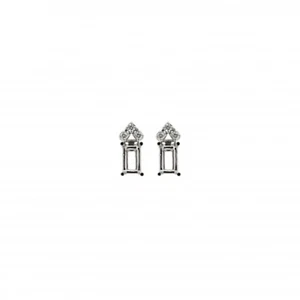 Emerald Cut 6x4mm Earring Semi Mount In 14k White Gold With Diamonds (47348) - Picture 1 of 5