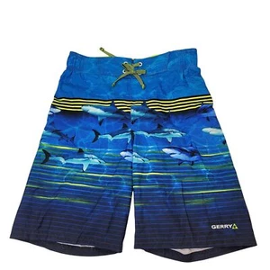 Gerry Youth Boy's Swim Short UPF 50+ Swim Trunks, Blue Sharks - Size: Medium - Picture 1 of 11
