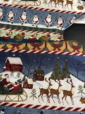 Amish Quilted Christmas Reversible Tree Skirt Santa Reindeer Seashells - Image 1 of 4