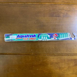 Neu Vintage Aquafresh Flex Direct mittlere Borsten 7 blaugrüne Zahnbürste 1997 - Bild 1 von 8