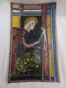 Seltenes verschmolzenes Kunst Lagenglas religiöses rechteckiges Tablett 15x9 ~ selten ~ schön ~ schwer ~ - Bild 1 von 10