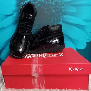Kickers Kick Hi Quilt Shoes in Patent Leather Black (Multiple Sizes Available) - Picture 1 of 7