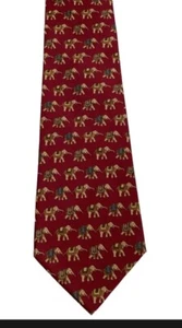 Jim Thompson Mens 100% Silk Designer Necktie Animal Elephants Burgundy/Multi - Picture 1 of 3