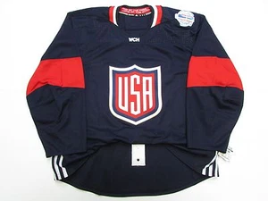 USA AUTHENTIC NAVY 2016 WORLD CUP OF HOCKEY TEAM ISSUED ADIDAS JERSEY SIZE 58 - Picture 1 of 7