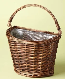 Wicker Serving Basket, Semi Circle With Handle Add Some Seasonal Style - Picture 1 of 6