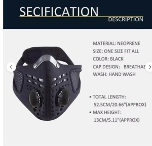 REUSABLE  FACE MASK  WITH  BREATHING  VALVE  AND  5-LAYER  REPLACEMENT  FILTER - Picture 1 of 7