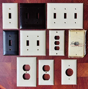 ORIGINAL MID CENTURY MODERN CLASSIC GERIPPT ART DECO BAKELIT ABDECKPLATTEN - Bild 1 von 27