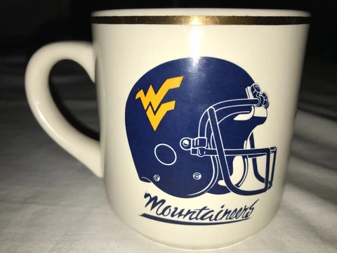 Vintage 1989 MAZDA GATOR BOWL West Virginia WVU MOUNTAINEERS 12oz Coffee MUG Cup Cover