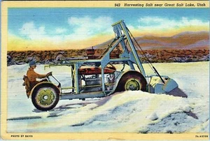 Harvesting Salt Great Salt Lake Utah Postcard 1946 Posted - Picture 1 of 2