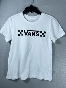 Camiseta blanca manga corta a cuadros y logotipo VANS para mujer talla XSmall - Imagen 1 de 5