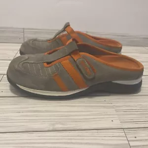 VTG Skechers Somethin’ Else Women's 7 Gray Suede Orange Tongueless Clog Shoes - Picture 1 of 8