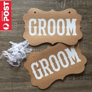 Groom & Groom Same Sex Marriage Sign Wedding Chair Hanging Prop Photo Decoration - Picture 1 of 3