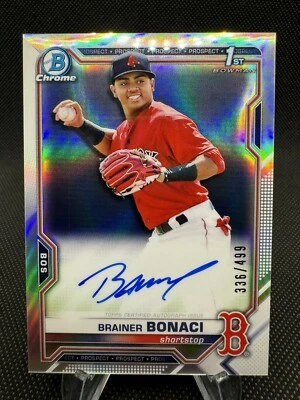 2021 Bowman Chrome Brainer Bonaci 1st Refractor Auto  #'d /499 Boston Red Sox - Image 1 of 2