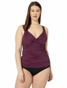 NWT Anne Cole Aubergine Plus Live Color Twisted Tankini Swimsuit Top 16W tmr13 - Picture 1 of 3