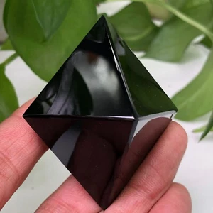 TOP 1PZ Piramide di quarzo ossidiana naturale cristallo punto Reiki guarigione 50 mm+ - Foto 1 di 12
