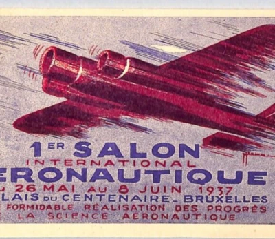 BELGIUM Air Mail Card 1937 *SALON AERONAUTIQUE* Art AVIATION {samwells}YZ123 - Image 1 of 4