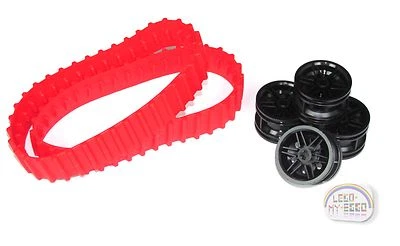 LEGO Technic - Tank Treads + Rims - Red & Black - (EV3, Conveyor, Mindstorm) - Image 1 of 3