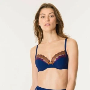 Soutien-gorge 85B (70B eu) Emboitant LOU Jeux de dames Marine précieux - Picture 1 of 5