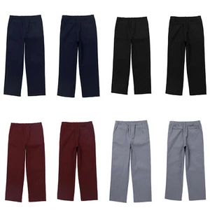 UK Kids Boys Formal Suit Chino Slim Fit School Adjustable Waist Formal Pants - Picture 1 of 40