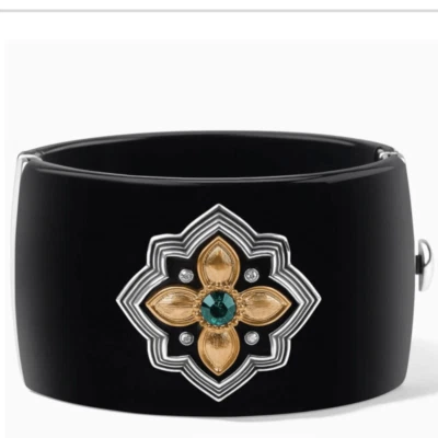 NWT New Brighton Monarch Joy Hinged Black/Silver Gold Bangle w/Green Crystal - Image 1 of 4