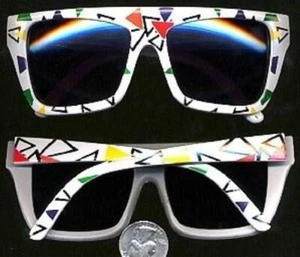 80's White Party Colorful Triangle Mod Sunglasses Party3 - Picture 1 of 1