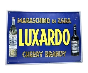Luxardo Enseigne Publicité Marasquin De Zara Cherry Brandy En Étain 34x24cm - Bild 1 von 6