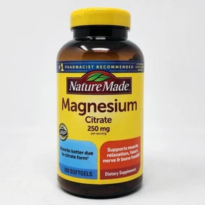 Nature Made Magnesium Citrate 250 Mg. 180 Softgels Exp: 01/27 - Picture 1 of 4