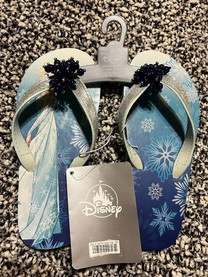 NUEVO CON ETIQUETAS Disney Store Frozen Elsa Chanclas Sandalias Zapatos Niñas EE. UU. 2/3 Foto 1 de 1
