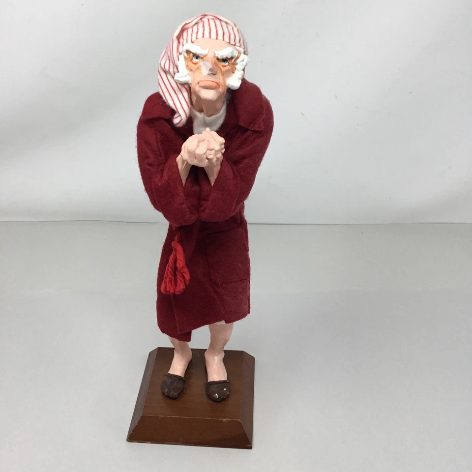 Simpich Christmas Carol Character Ebenezer Scrooge 1982 In Bathrobe 12” READ - Image 1 of 4