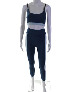 We Me Womens 2 Piece Colorblock High Rise Leggings Sports Bra Set Blue Size S - Picture 1 of 7