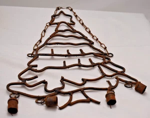 Primitive rustikale schmiedeeiserne hängende Weihnachtsbaum Glocken Windspiel Veranda - Bild 1 von 6
