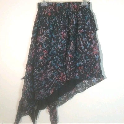 IRO Abstract Print Elastic Waist High-Low Maxi Skirt Asymmetrical Hem Sz 18W - Image 1 of 4