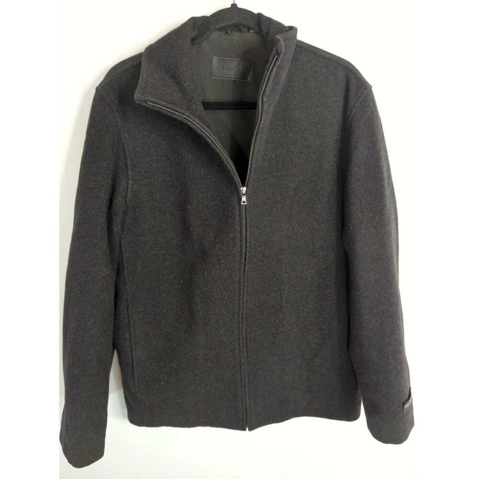 Chaquetas de lana lisa de manga larga con cremallera completa gris oscuro talla pequeña Alfani para hombre Foto 1 de 4