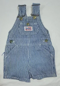 BABY TODDLER BOYS GIRLS LIBERTY STRIPE RAILROAD BIB OVERALL SHORTS CLOTHES 12 MN - Picture 1 of 1