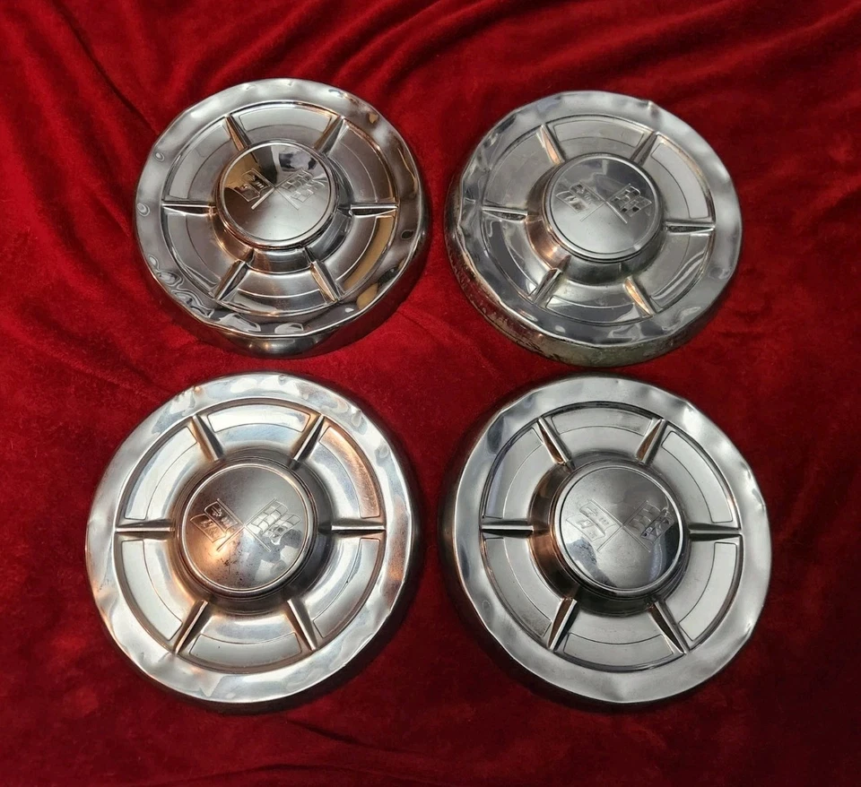 1959 Chevrolet Corvette Hubcaps 1960 Belair Center Caps Dog Dish Wheel Covers  - Image 1 of 1