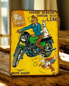 Plaque métal  Tintin Moto Guzzi - Imagen 1 de 1
