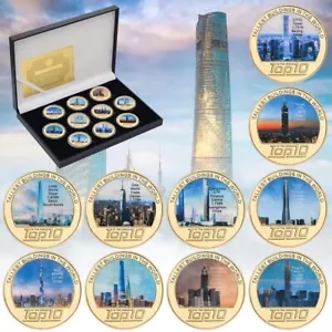 Set monete placcate oro 10 punti di riferimento più alti del mondo in vetrina - Foto 1 di 3