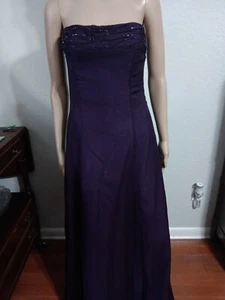 Jordan Vintage Purple Satin Evening Gown With Purple Chiffon Overlay Size 10 - Picture 1 of 5