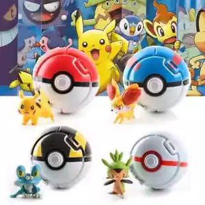 4 Stück Pokemon Pokeball Spielzeug Geschenk für Kinder mit 4 Action Figuren NEU - Bild 1 von 17