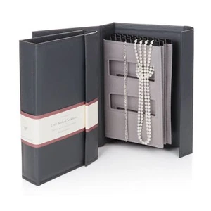 Travel Jewellery Box Grey Little Book Of Large Necklace Storage Organiser Case - Picture 1 of 1