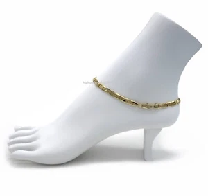 Brazalete de tobillo de cadena de eslabones mariner de 5 mm calidad 10" Italia chapado en oro 14k - Imagen 1 de 6
