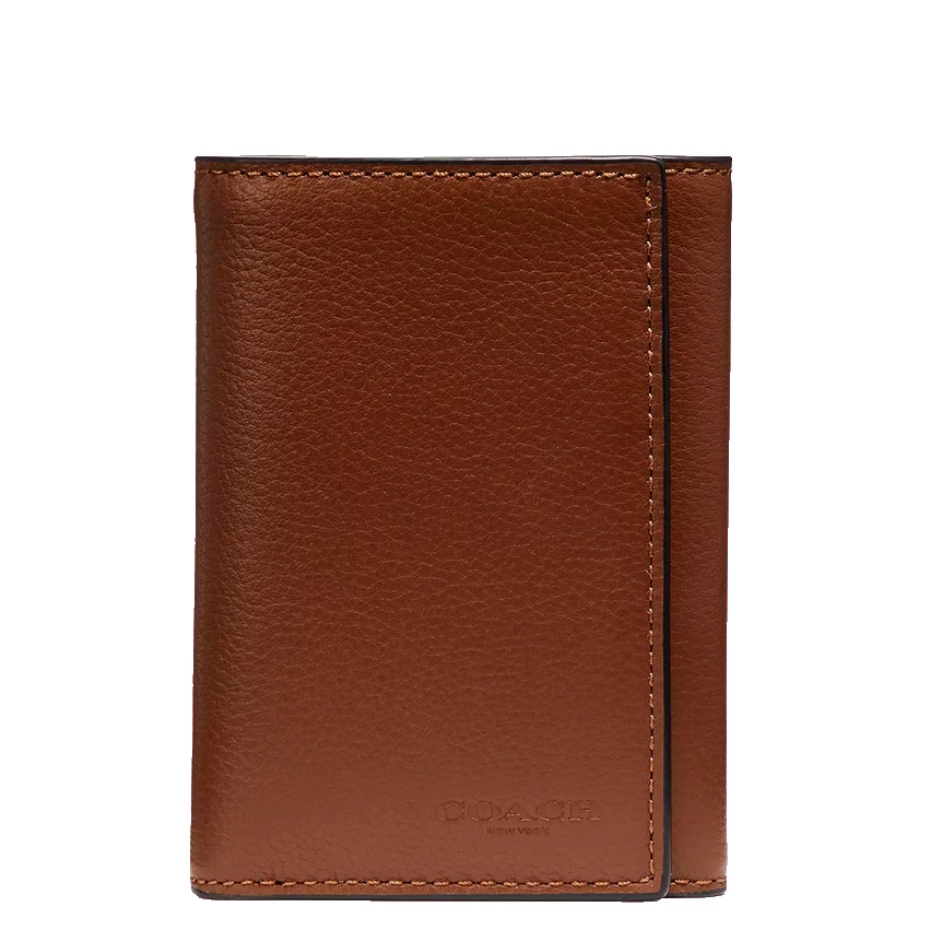 Coach Men's Leather Tri-Fold Wallet 23845 - Saddle