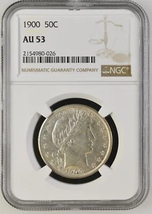 1900 Barber Half Dollar NGC AU-53 - Picture 1 of 2