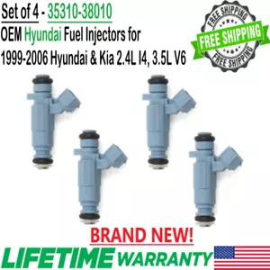 4Pcs New Hyundai OEM Fuel Injectors for 03-06 Hyundai Santa Fe LX Sport 3.5L V6 - Picture 1 of 7
