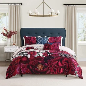 Juego de edredón reversible Ruby Flora 5 piezas 100 % algodón 220 hilos - Imagen 1 de 12