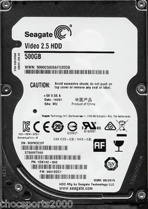 Seagate Video 2.5 HDD 500GB ST500VT000 P/N: 1DK142-500 F/W: 0001SDC1 WU 2.5" - Picture 1 of 2