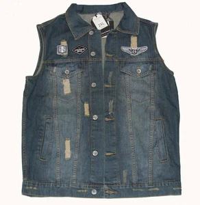 NEU! Victorious DENIM INDIGOBLAU DISTRESSED WESTE Herren Größe XL Einzelhandel $ 129 - Bild 1 von 3