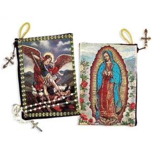 Dama Guadalupe San Miguel Bolsa Rosario Dos Caras 5 3/8"x4" - Imagen 1 de 5
