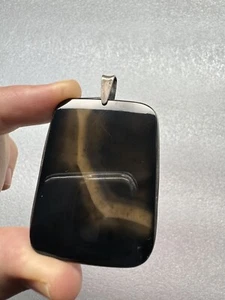 Raro Colgante de Ágata Modernista Frank Rebajes Plata Esterlina 925 de Colección - Imagen 1 de 16